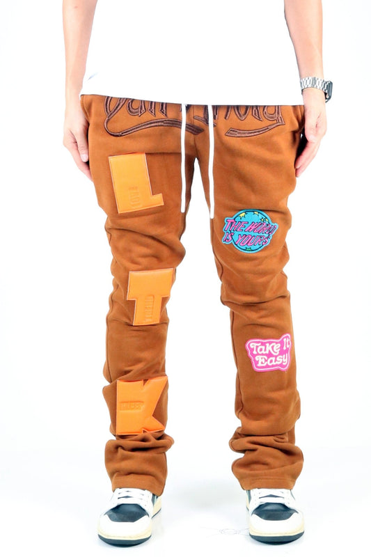 GEORGE Heavy weight brushed graphic skinny flare stacked pants