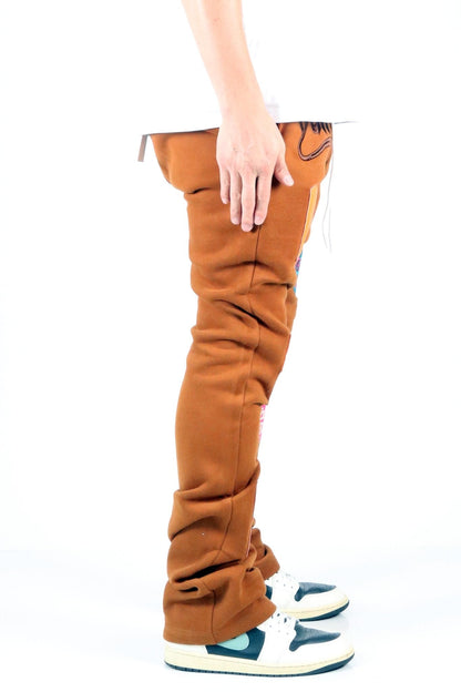 GEORGE Heavy weight brushed graphic skinny flare stacked pants