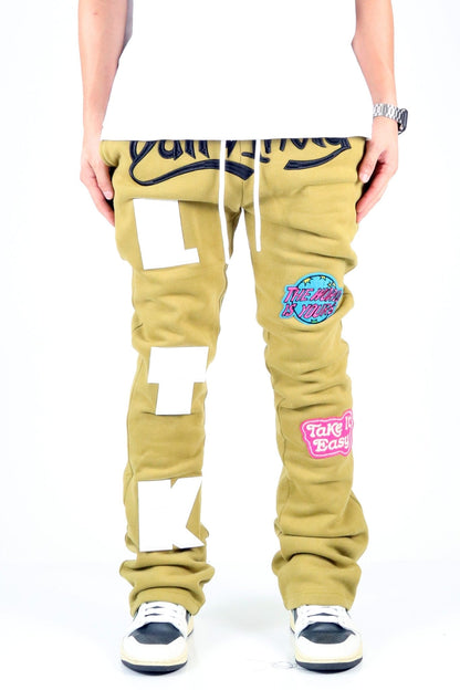 PEAR Heavy weight brushed graphic skinny flare stacked pants