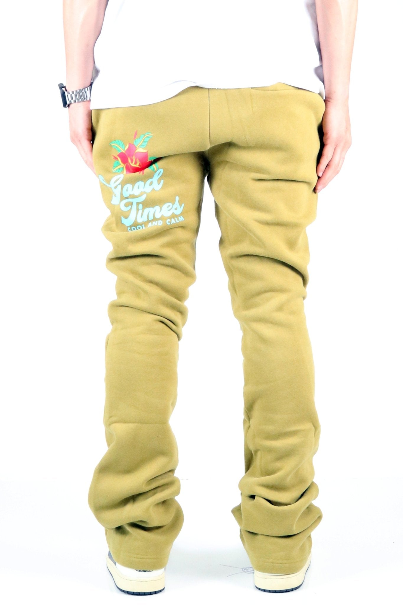 PEAR Heavy weight brushed graphic skinny flare stacked pants