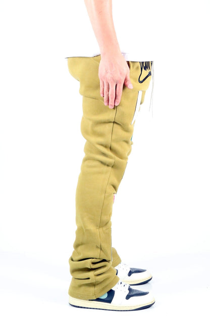 PEAR Heavy weight brushed graphic skinny flare stacked pants