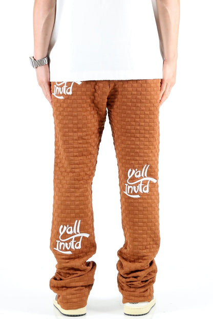 BRONCE Waffle square pattern Skinny Stacked Pants