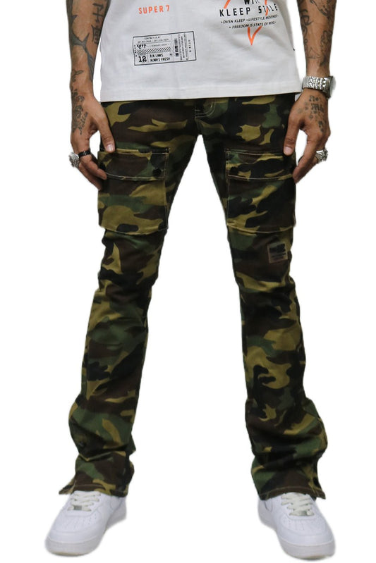 Veil Men's premium flare stacked twill cargo pant with multi functional pockets