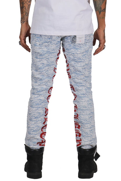 Ryan Men's premium jacquard pattern slim fit denim pant.