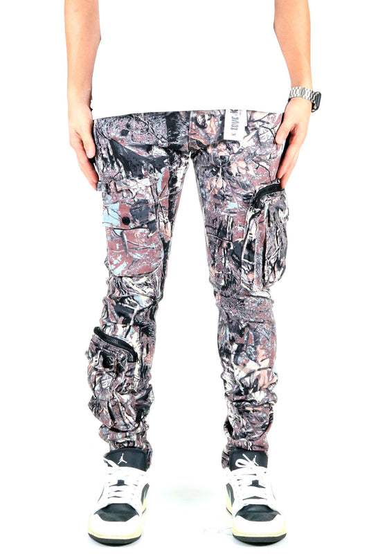 KUSA Men's premium twill forest camo pattern cargo pants.