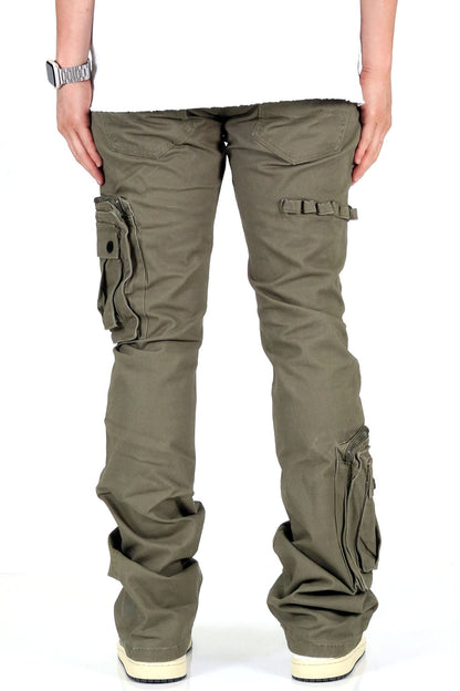 Rapto Men's premium twill olive cargo stacked pants.