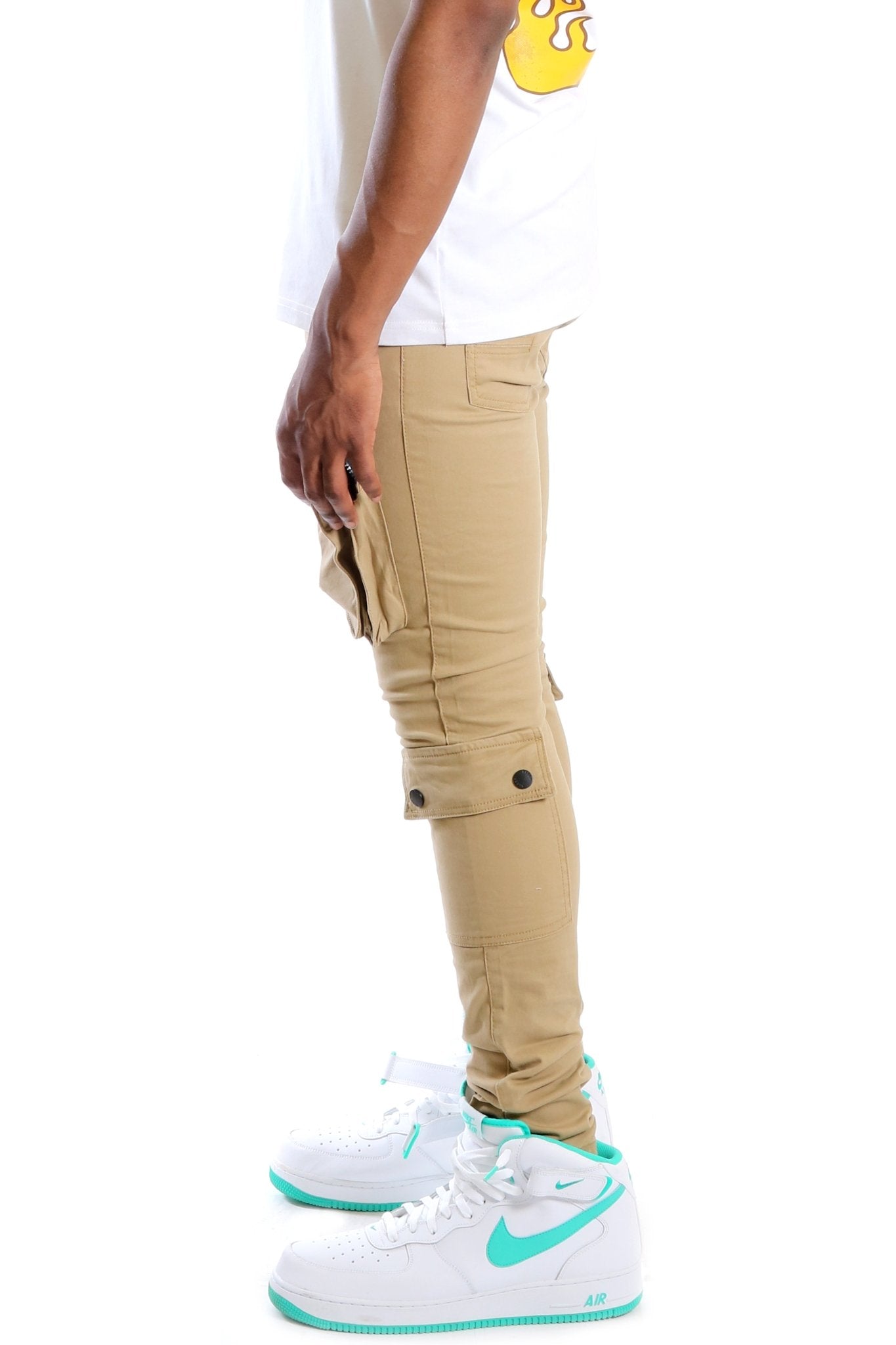 VENGE Men's premium twill khaki cargo pants.