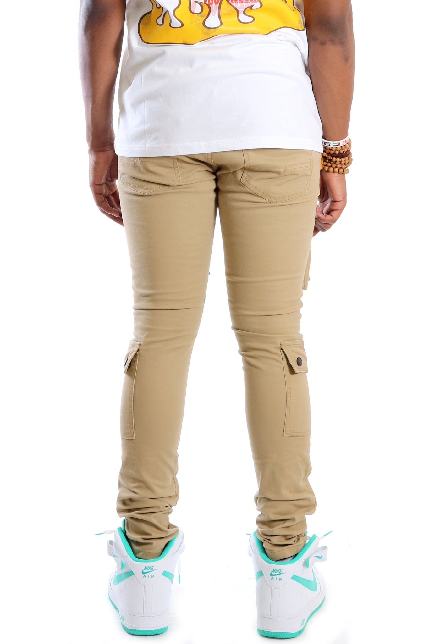 VENGE Men's premium twill khaki cargo pants.