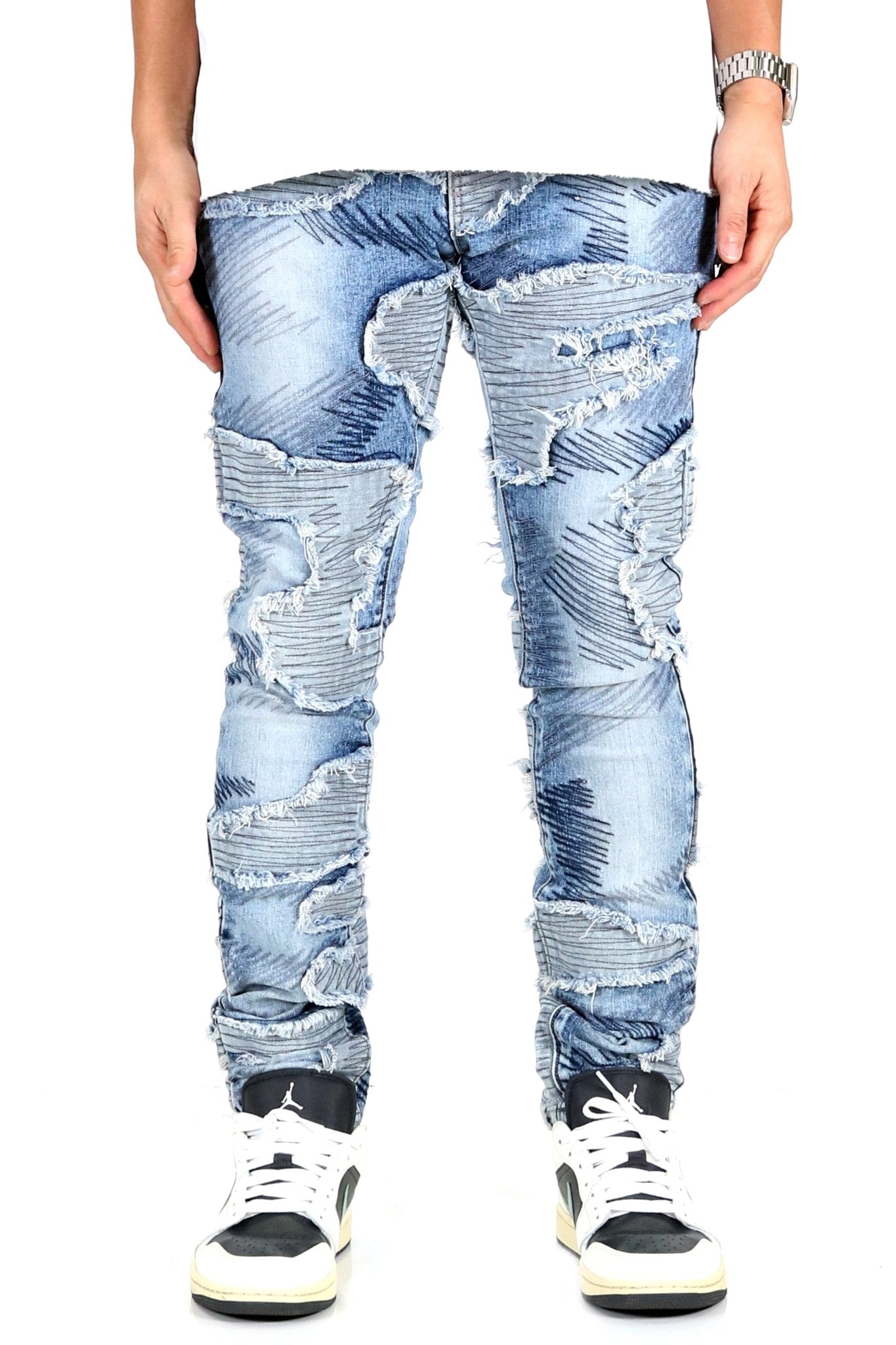 SPHERE Men's Premium Heavy Washed Skinny Denim Pants