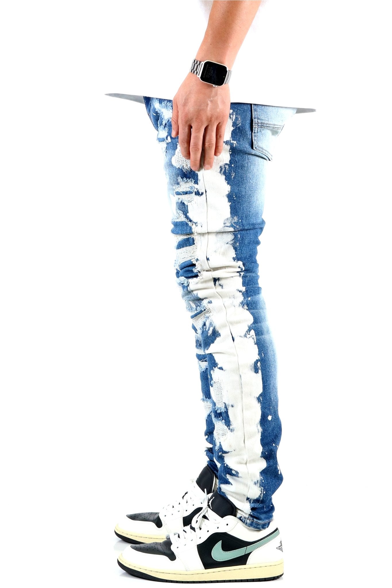 SAVAGE Men's Premium Heavy Washed Skinny Denim Pants