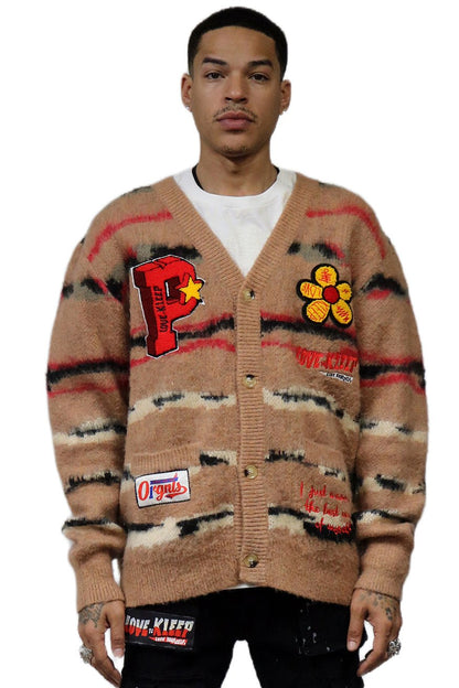 HUBBARD Men's premium sweater cardigan with embroidery & patches