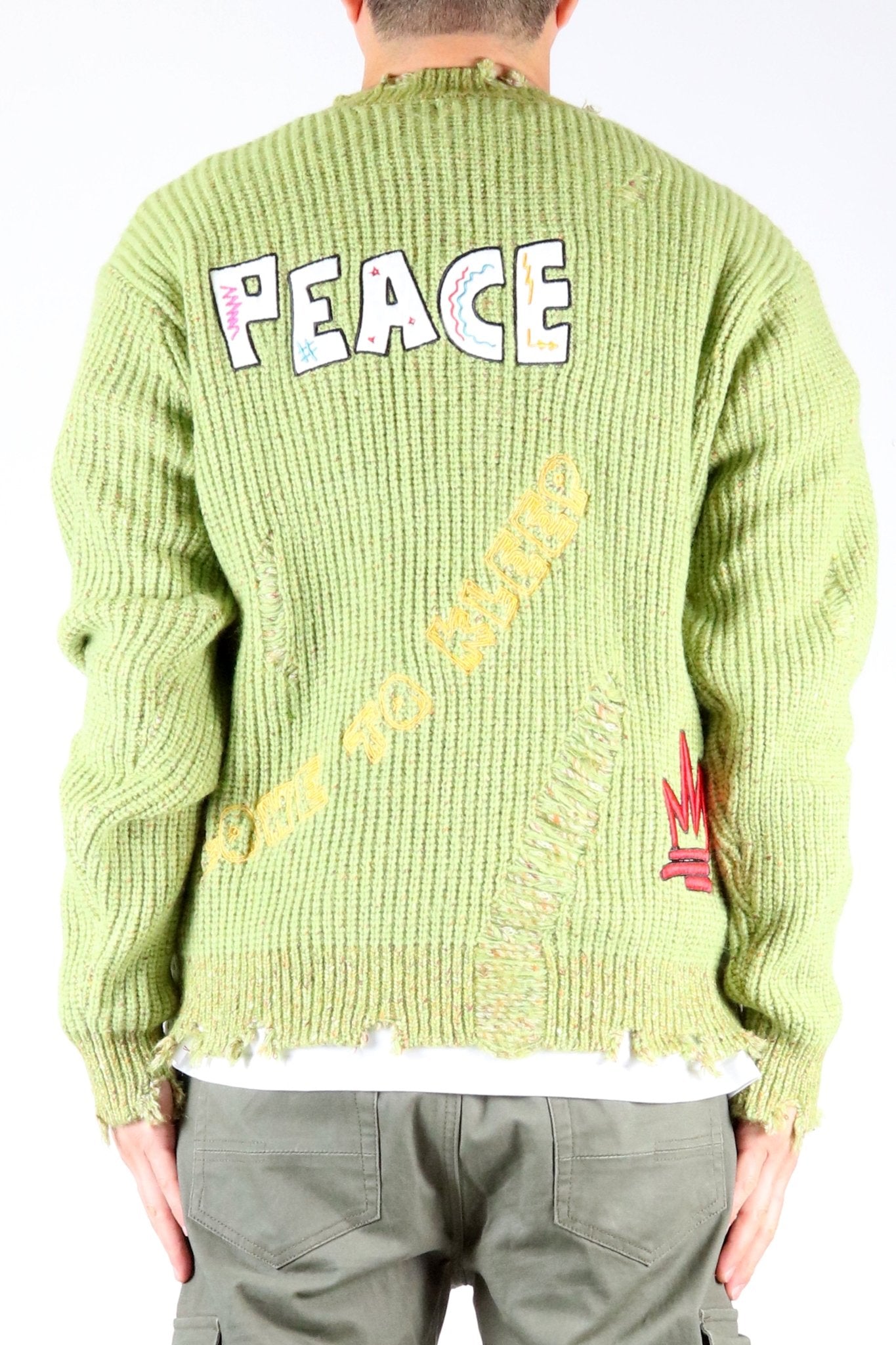 ORION Heavy Gauge Ripped Knit Sweater with patches