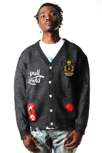 BRIX Men's premium sweater cardigan with embroidery & patches