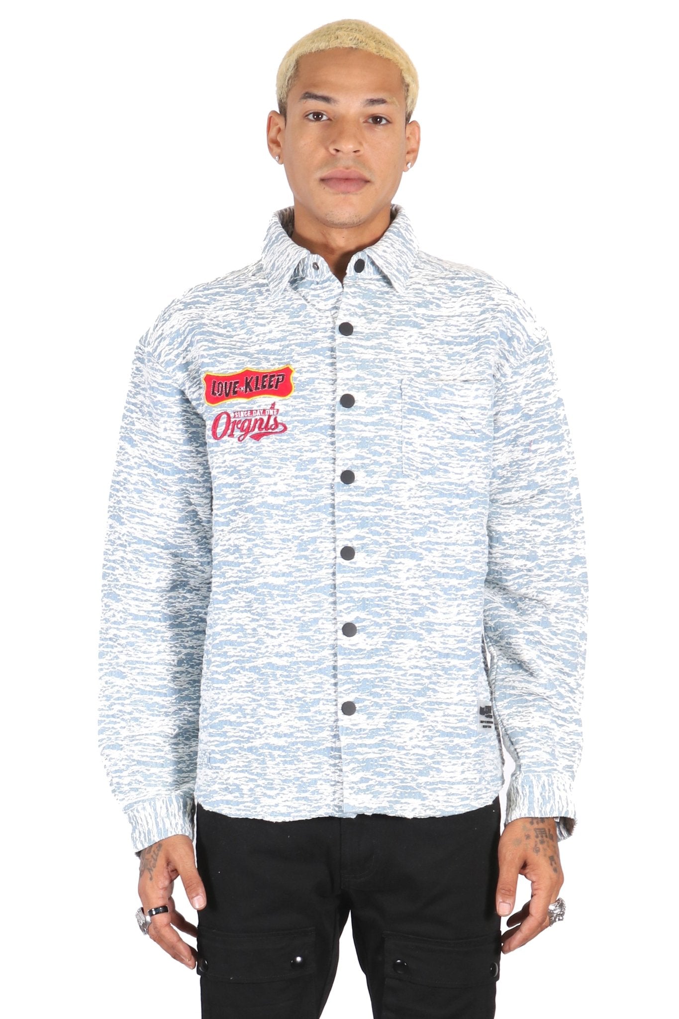 RYAN Men's mixed jacquard texture shirt