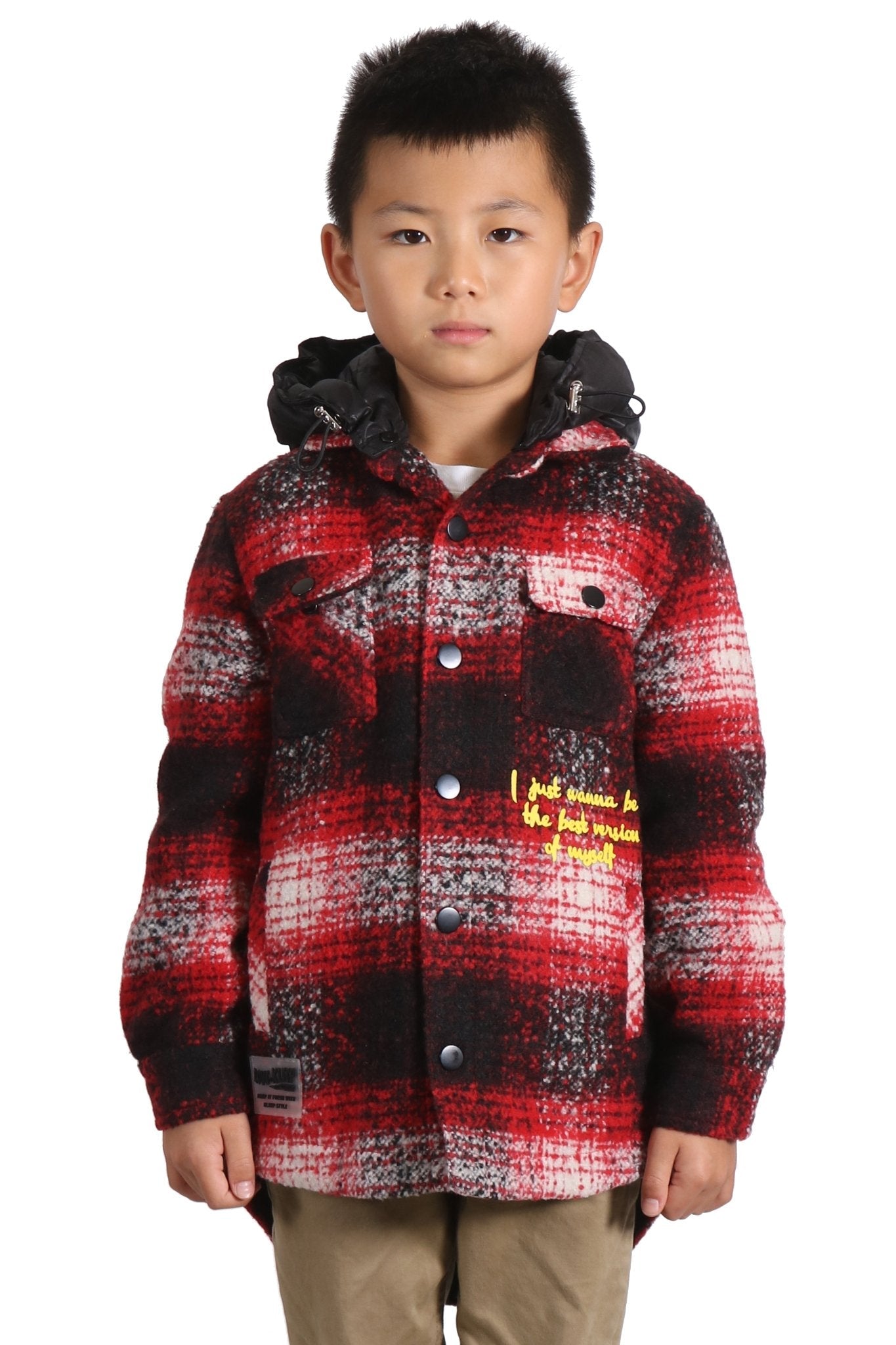 MACKAY Kid's Oversize Flannel outer shirket with detachable padded cire hood