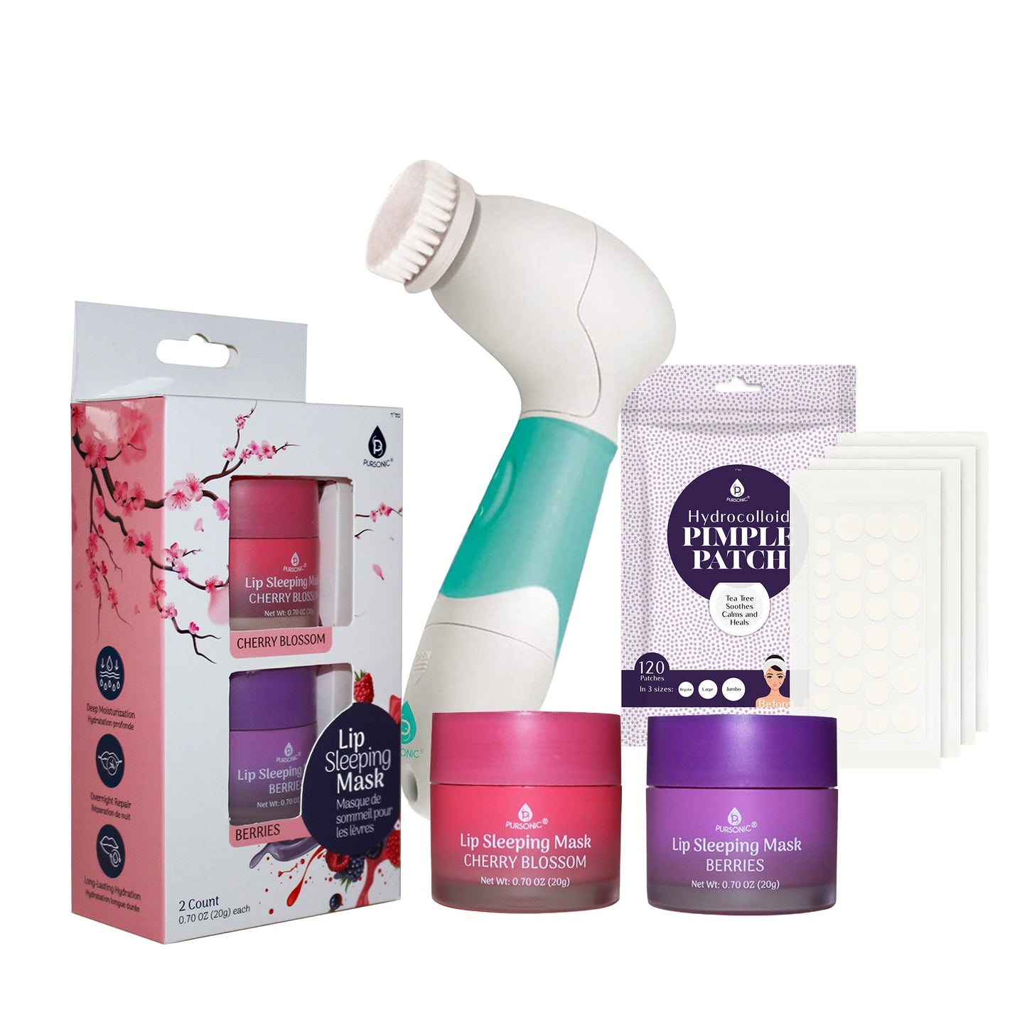 Ultimate Skincare Bundle: Lip Care, Acne Solution, and Advanced Cleansing