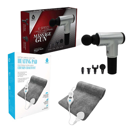 Ultimate Muscle Recovery & Pain Relief Bundle: 6 Speed Massage Gun & Electric Heating Pad