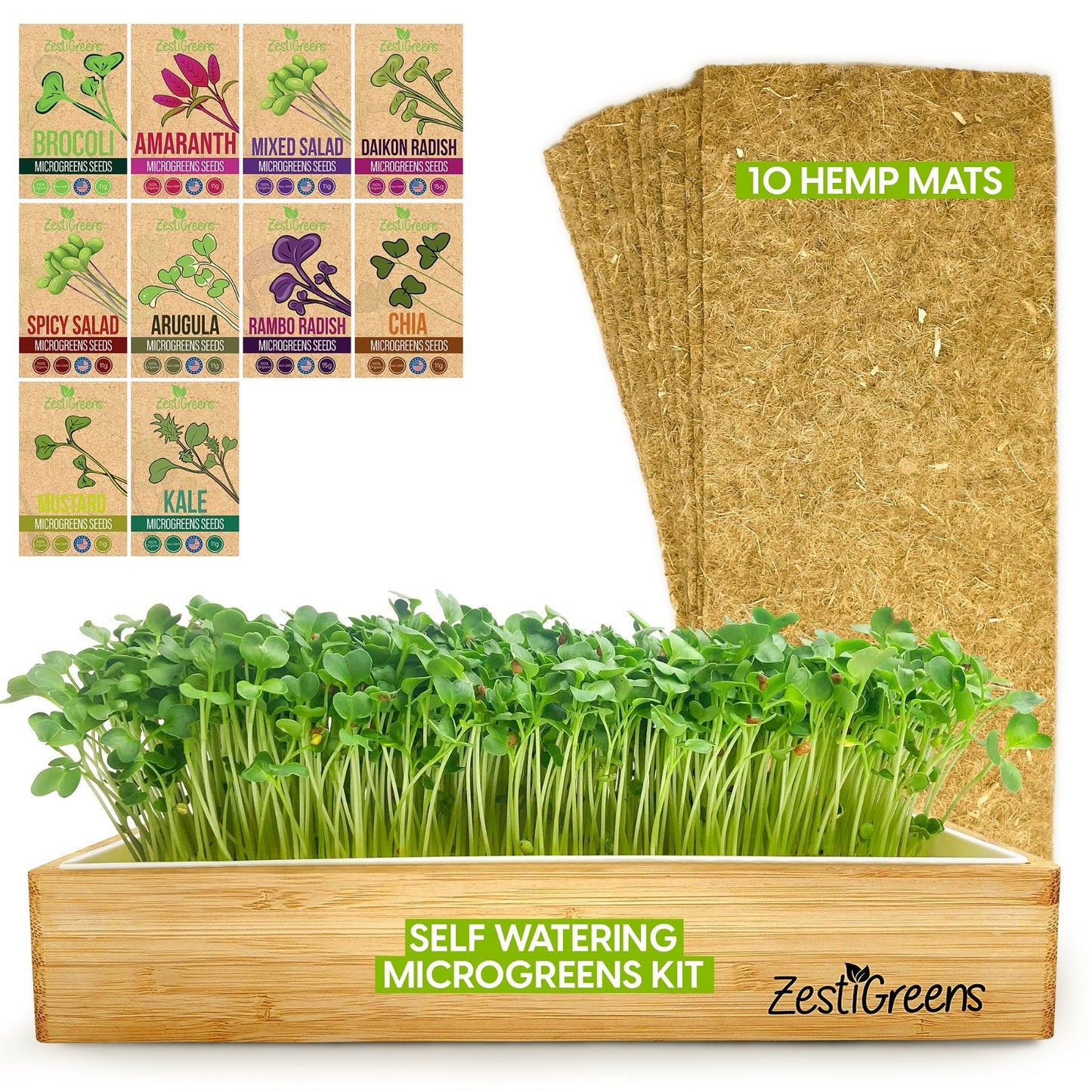 Self Watering Microgreens Kit. Hands Down The Easiest Way to Grow Microgreens Everything Included to Grow 10 Large Crops of a variety of delicious Microgreens in just 7 - days!