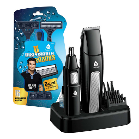 Mario Lopez Ultimate Grooming Set – 10-Piece Hair, Beard & Body Grooming Kit + Disposable Razors