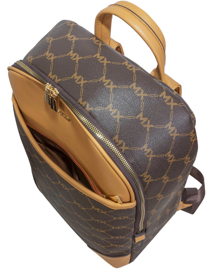 Max Studio Pebble Grain Signature Print Backpack with Front Zippered Pocket