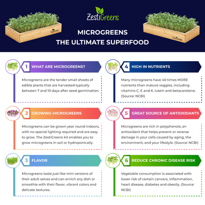 Microgreens Growing Kit Self Watering with 3 Mats & Your choice of Organic Seeds. No Soil Needed. Water Once. Ready to Eat in 7 Days.