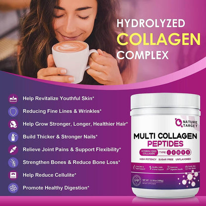 Multi Natural Hydrolyzed Collagen Peptides Powder for Women