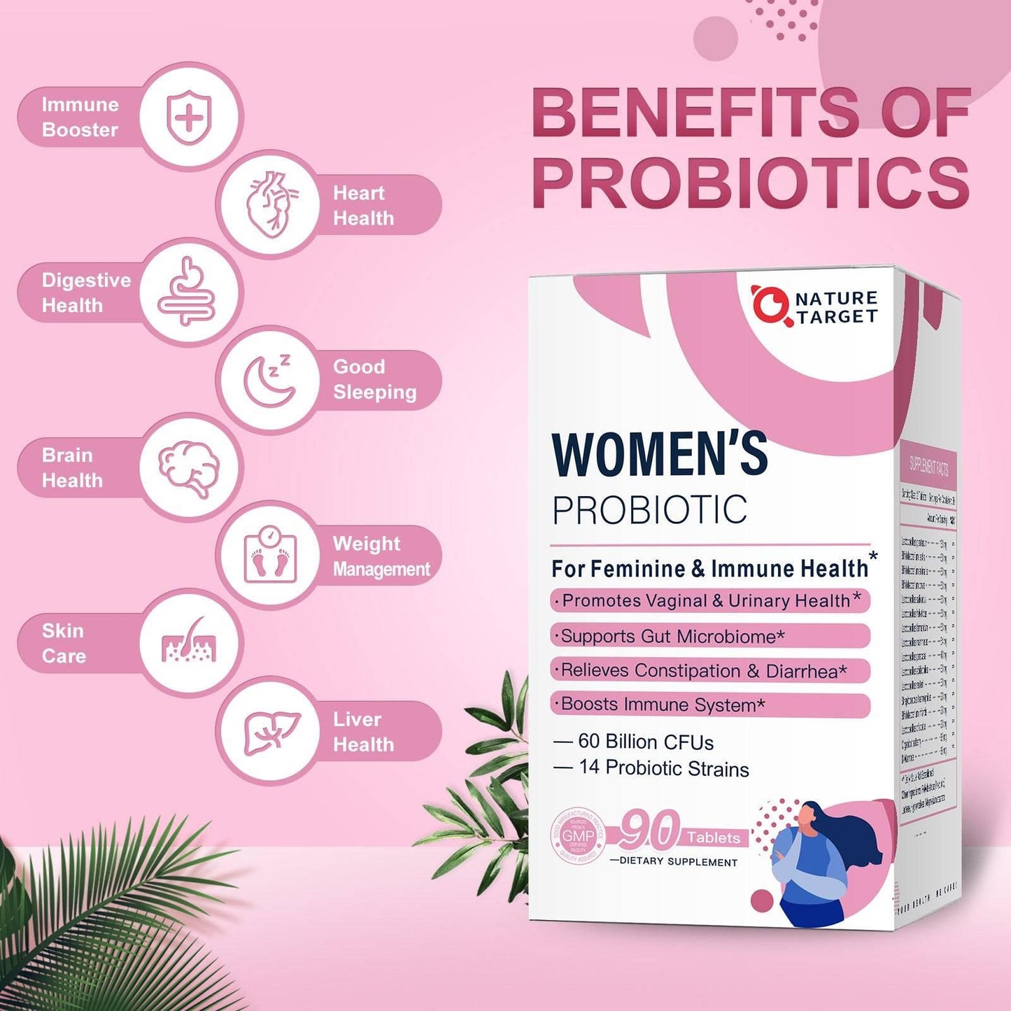 Probiotics Tablet for Women,  with Vaginal and Urinary Health