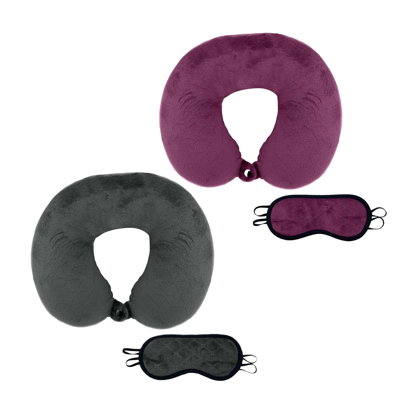 2 Memory Foam Travel Pillows with Sleep Masks – Ultimate Comfort for Couples on the Go