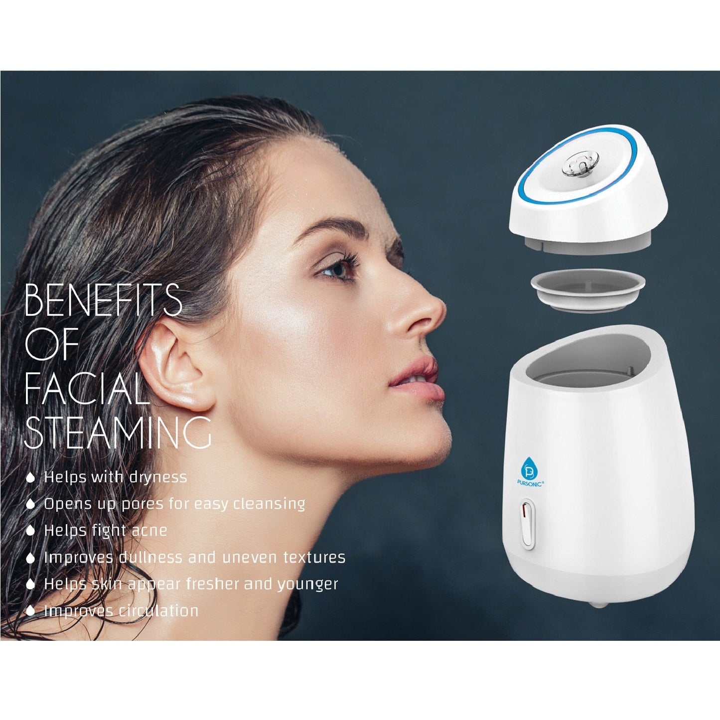 Pursonic Facial Steamer Hot Mist Moisturizing Spa