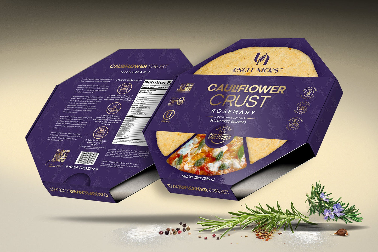 Cauliflower Crust - Rosemary - Wholesale Case (12, two-packs)