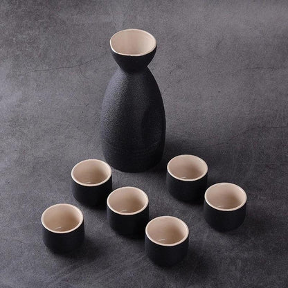 Ceramic Japanese Sake Set | 1 Pot & 6 Cups