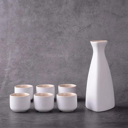 Ceramic Japanese Sake Set | 1 Pot & 6 Cups