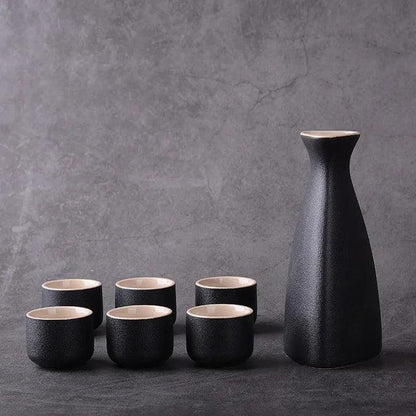 Ceramic Japanese Sake Set | 1 Pot & 6 Cups