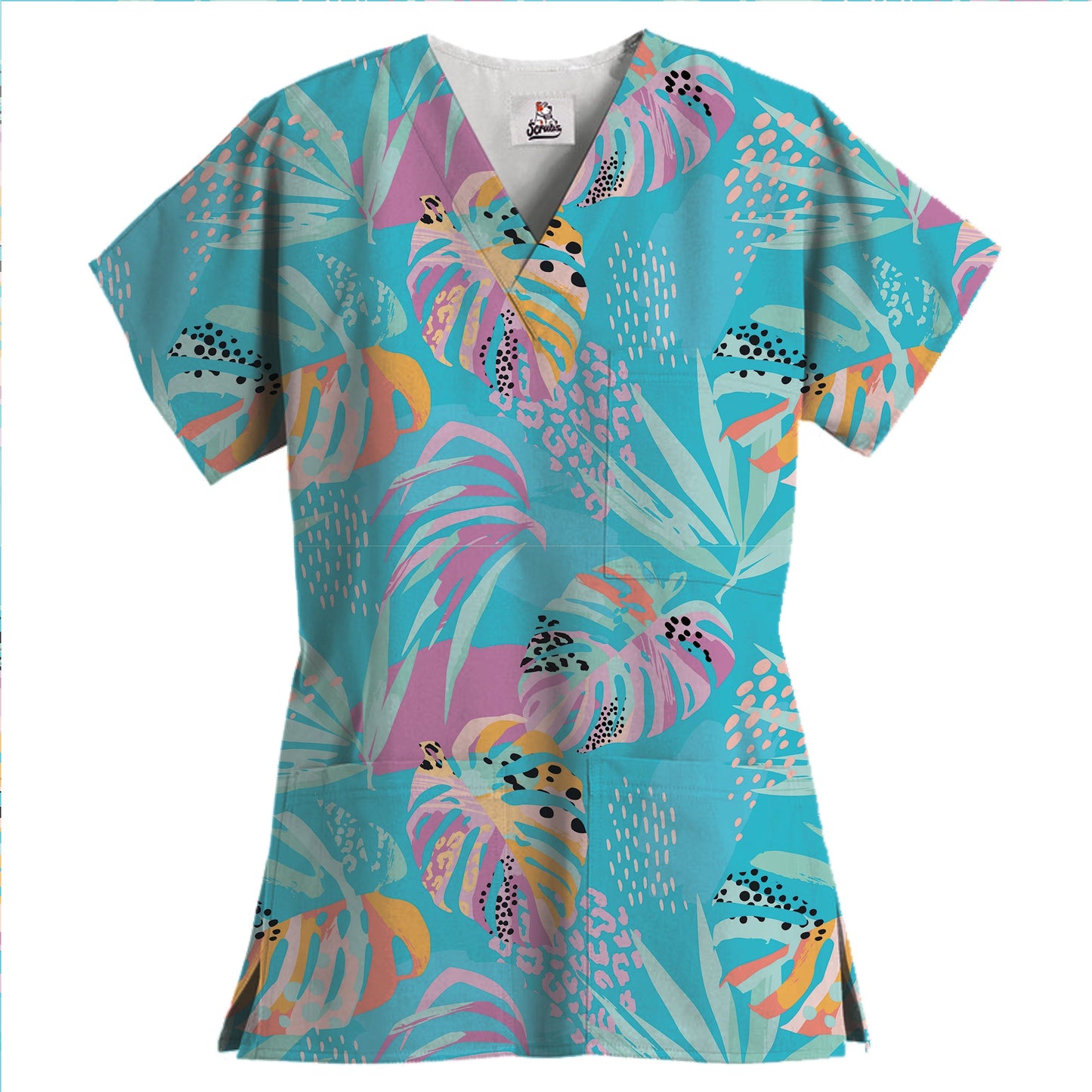 Rainforest Collection Unisex 3 Pocket V-Neck Top