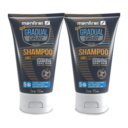 Menfirst Gradual Gray - 3-in-1 Shampoo - Natural Darkening Formula - 2 Pack - 5 Oz Each -