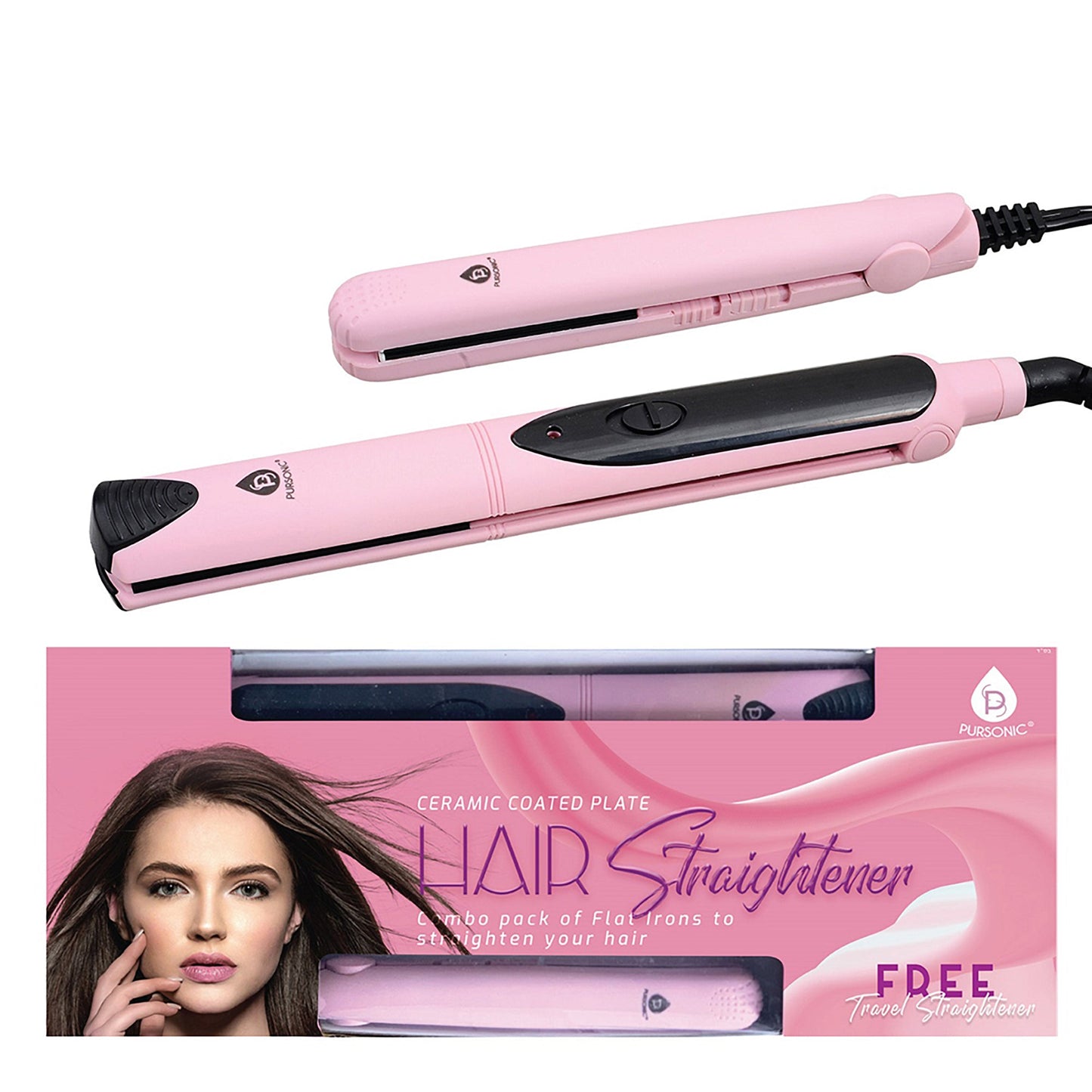 Professional Salon Quality Flat Iron Hair Straightener With A Free Travel Straightener