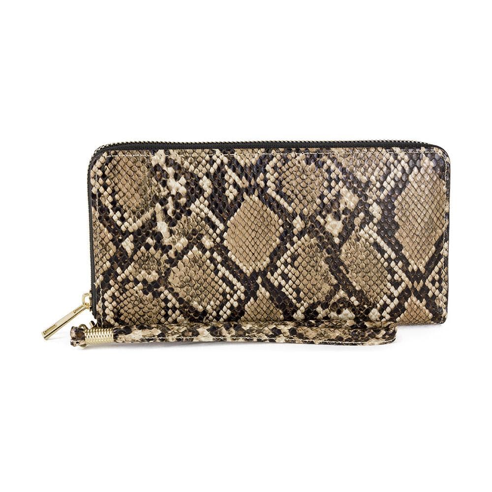 Rebecca & Rifka Vegan Snakeskin Leather Single Zip Wallet