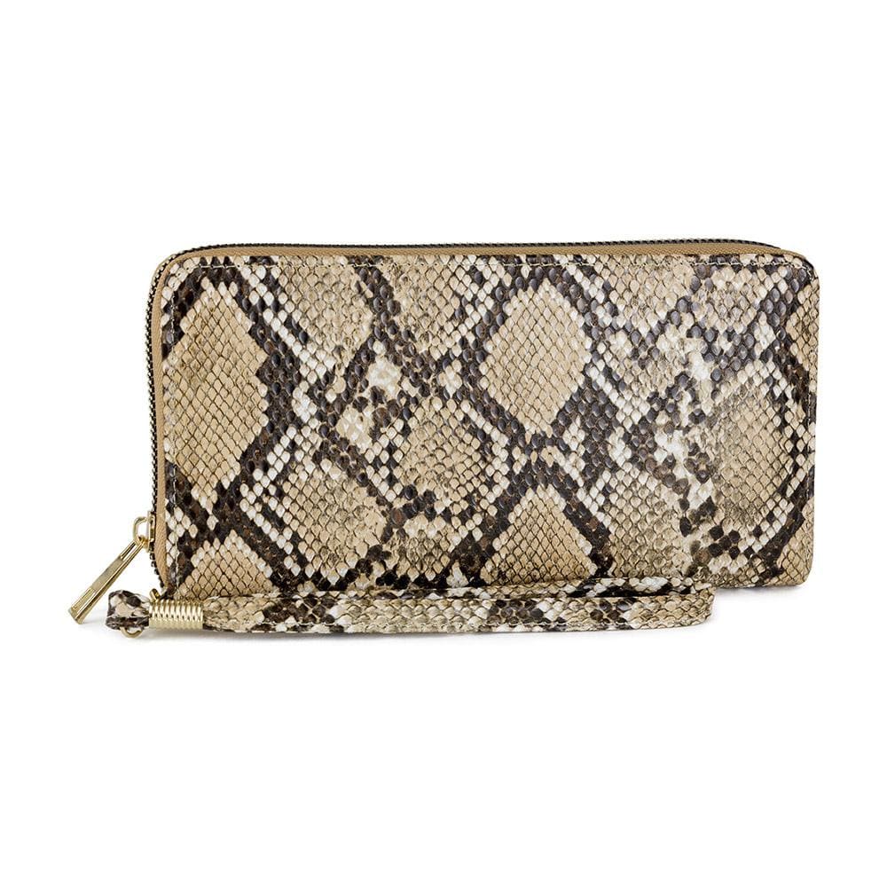 Rebecca & Rifka Vegan Snakeskin Leather Single Zip Wallet