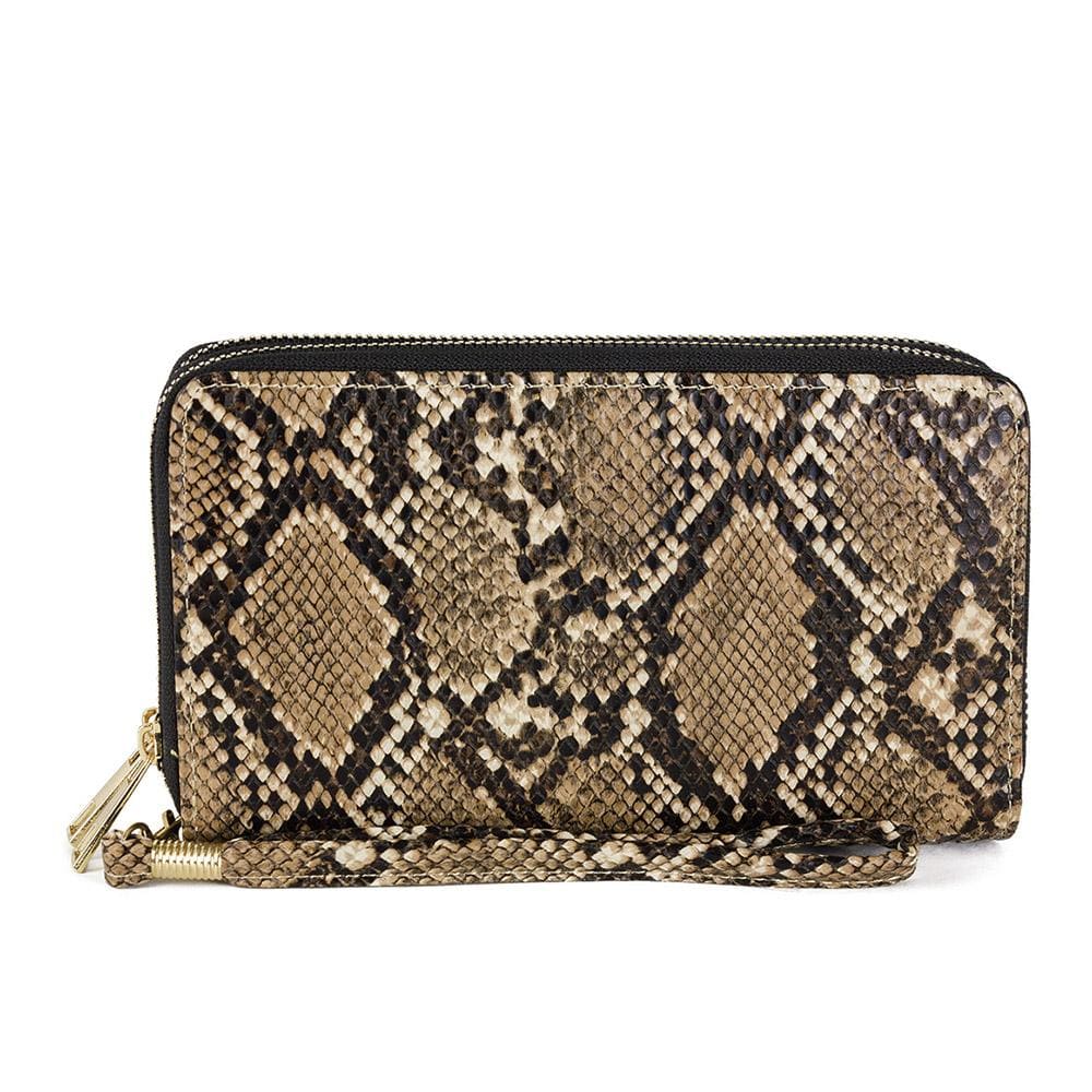 Rebecca & Rifka Vegan Snakeskin Leather Double Zip Wallet