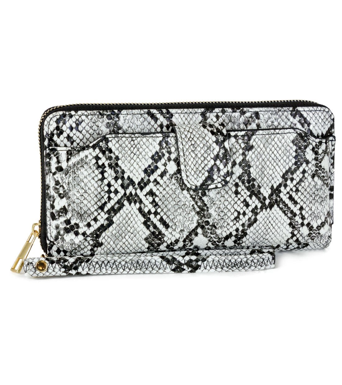 Rebecca & Rifka Vegan Python Snakeskin Leather Zip Around Phone Case Wristlet Wallet