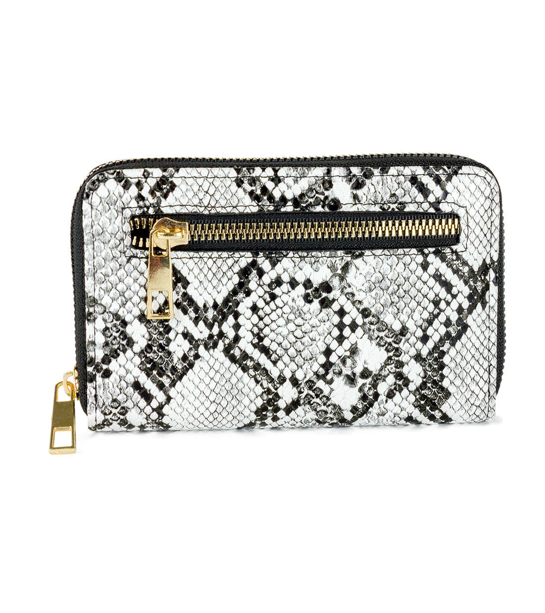 Rebecca & Rifka Zipper Back Vegan Python Snakeskin Leather Zip Around Indexer Compact Wallet