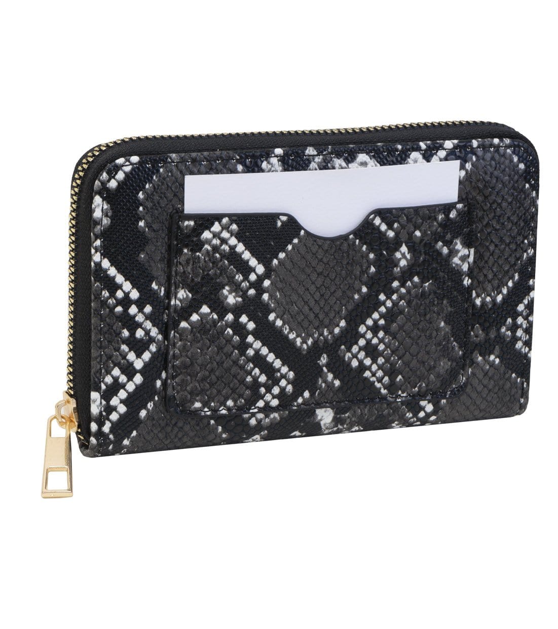 Rebecca & Rifka Vegan Python Snakeskin Leather Zip Around Indexer Compact Wallet