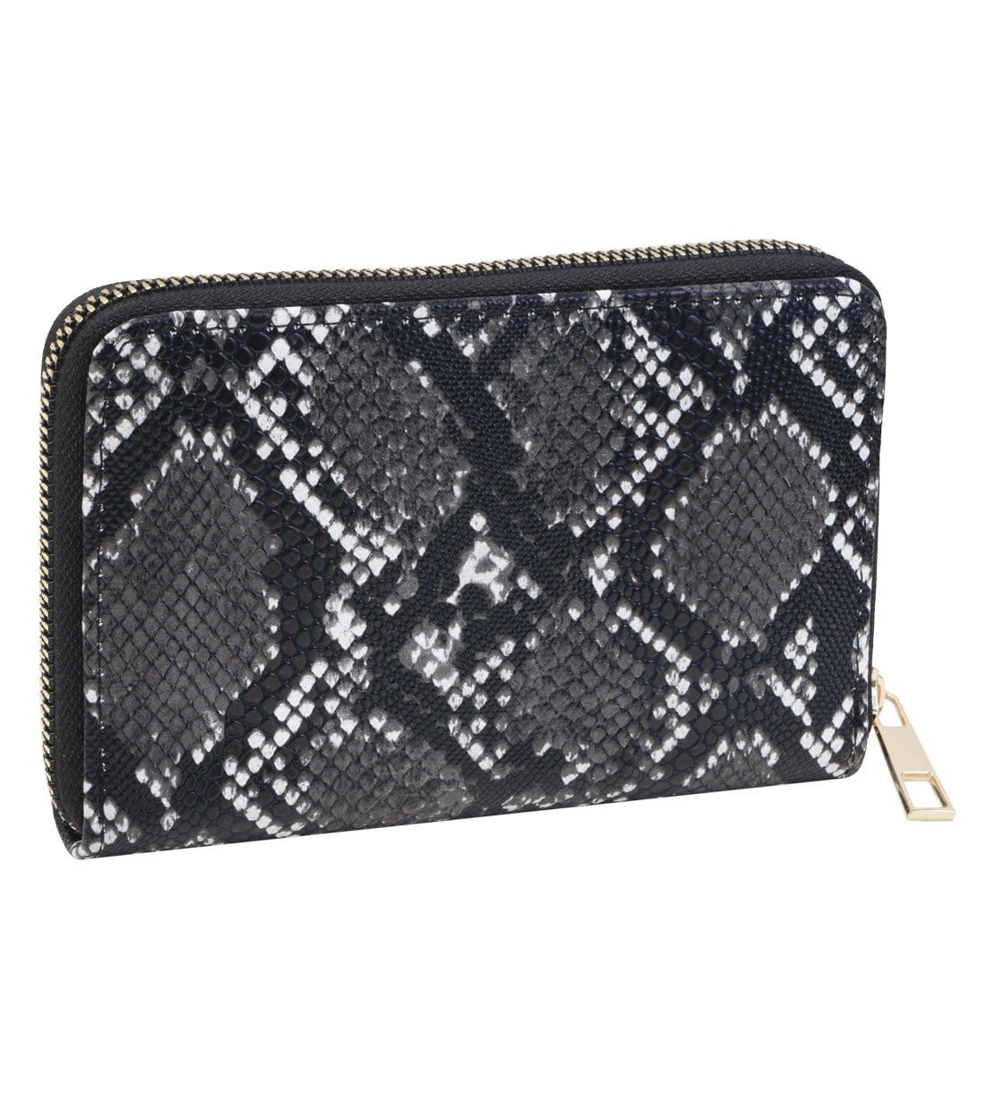 Rebecca & Rifka Vegan Python Snakeskin Leather Zip Around Indexer Compact Wallet