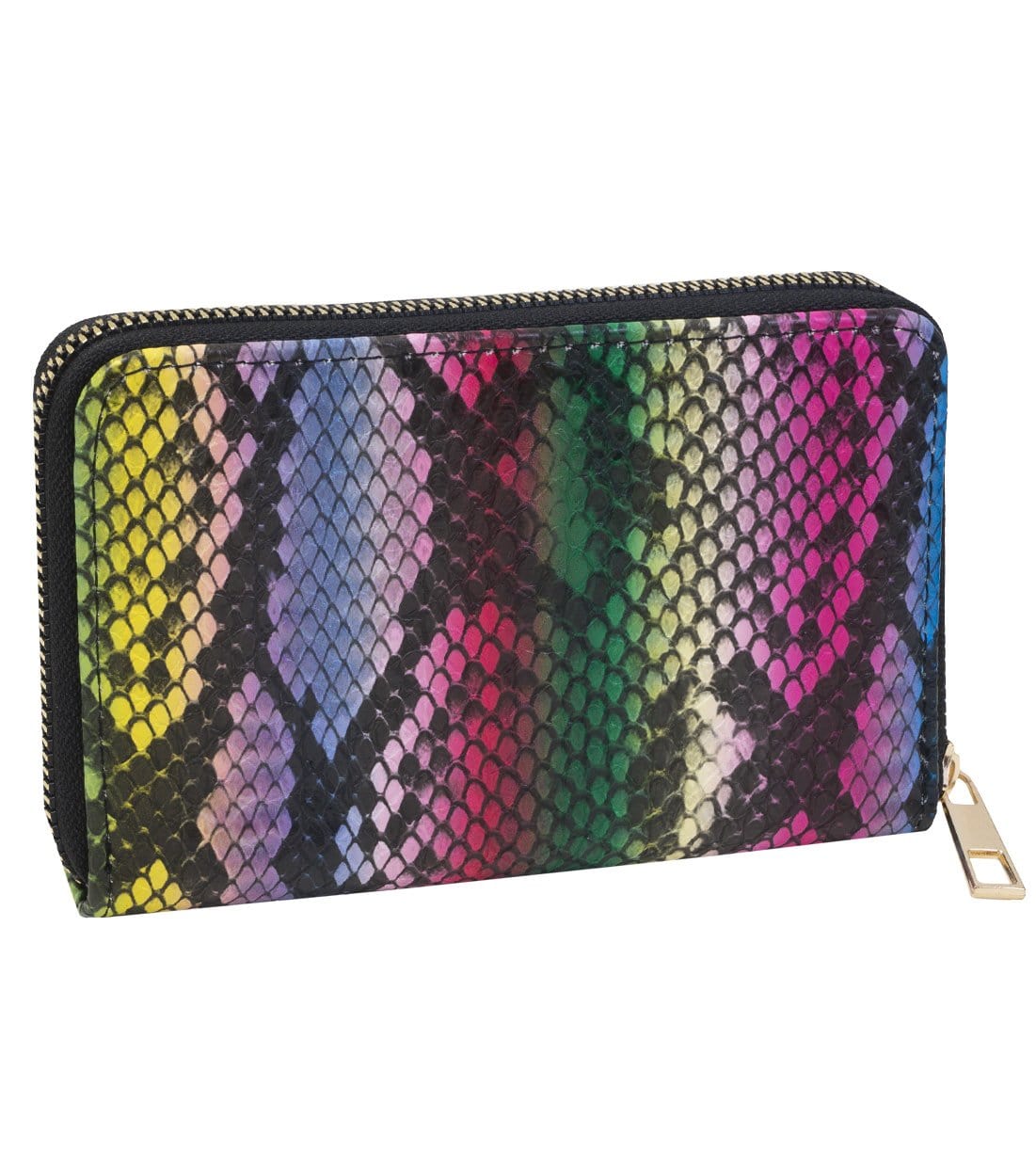 Rebecca & Rifka Vegan Python Snakeskin Leather Zip Around Indexer Compact Wallet