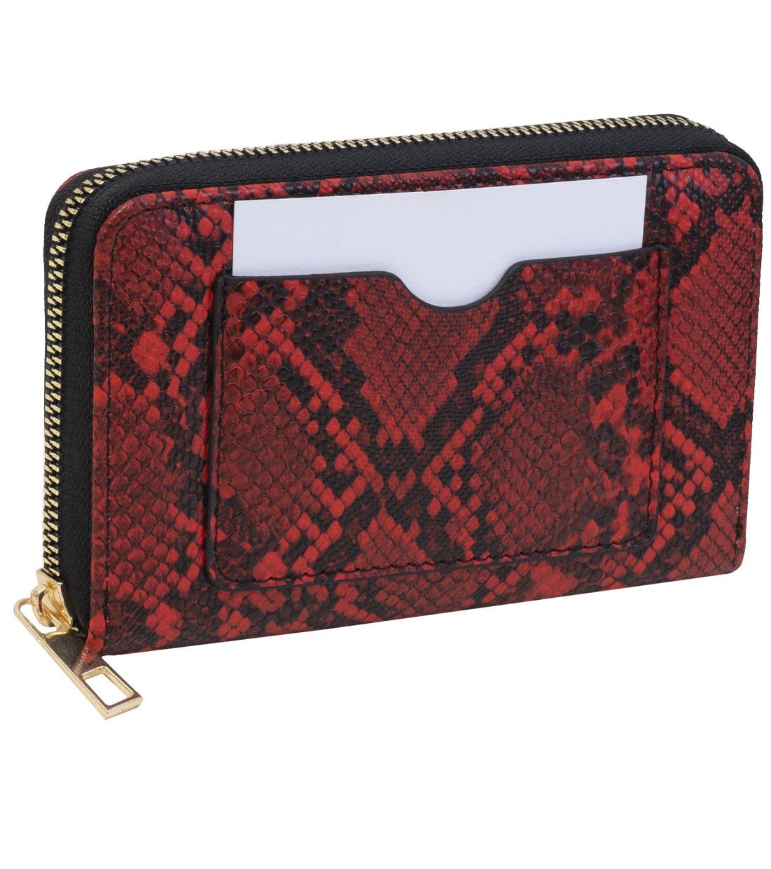 Rebecca & Rifka Vegan Python Snakeskin Leather Zip Around Indexer Compact Wallet