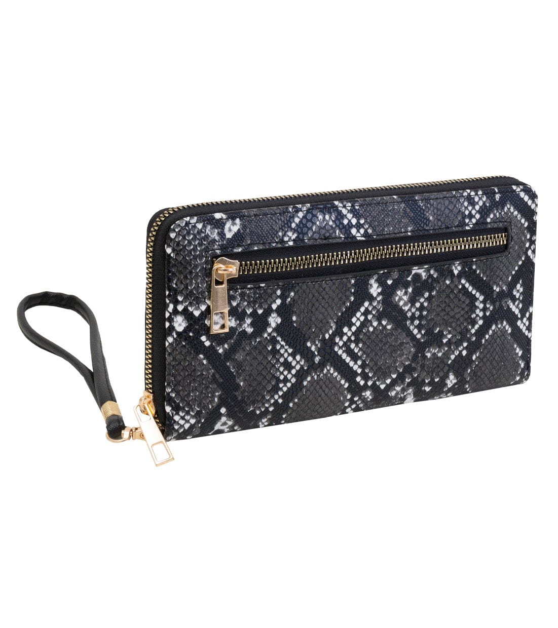 Rebecca & Rifka Zipper Back Vegan Python Snakeskin Leather Zip Around Wallet