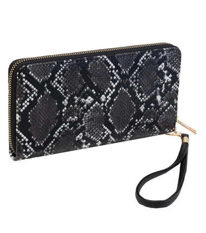 Rebecca & Rifka Zipper Back Vegan Python Snakeskin Leather Zip Around Wallet