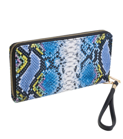 Rebecca & Rifka Zipper Back Vegan Python Snakeskin Leather Zip Around Wallet