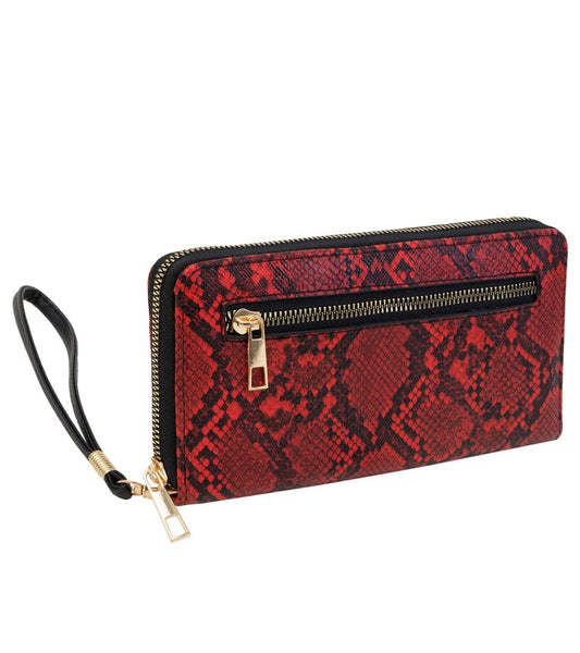 Rebecca & Rifka Zipper Back Vegan Python Snakeskin Leather Zip Around Wallet