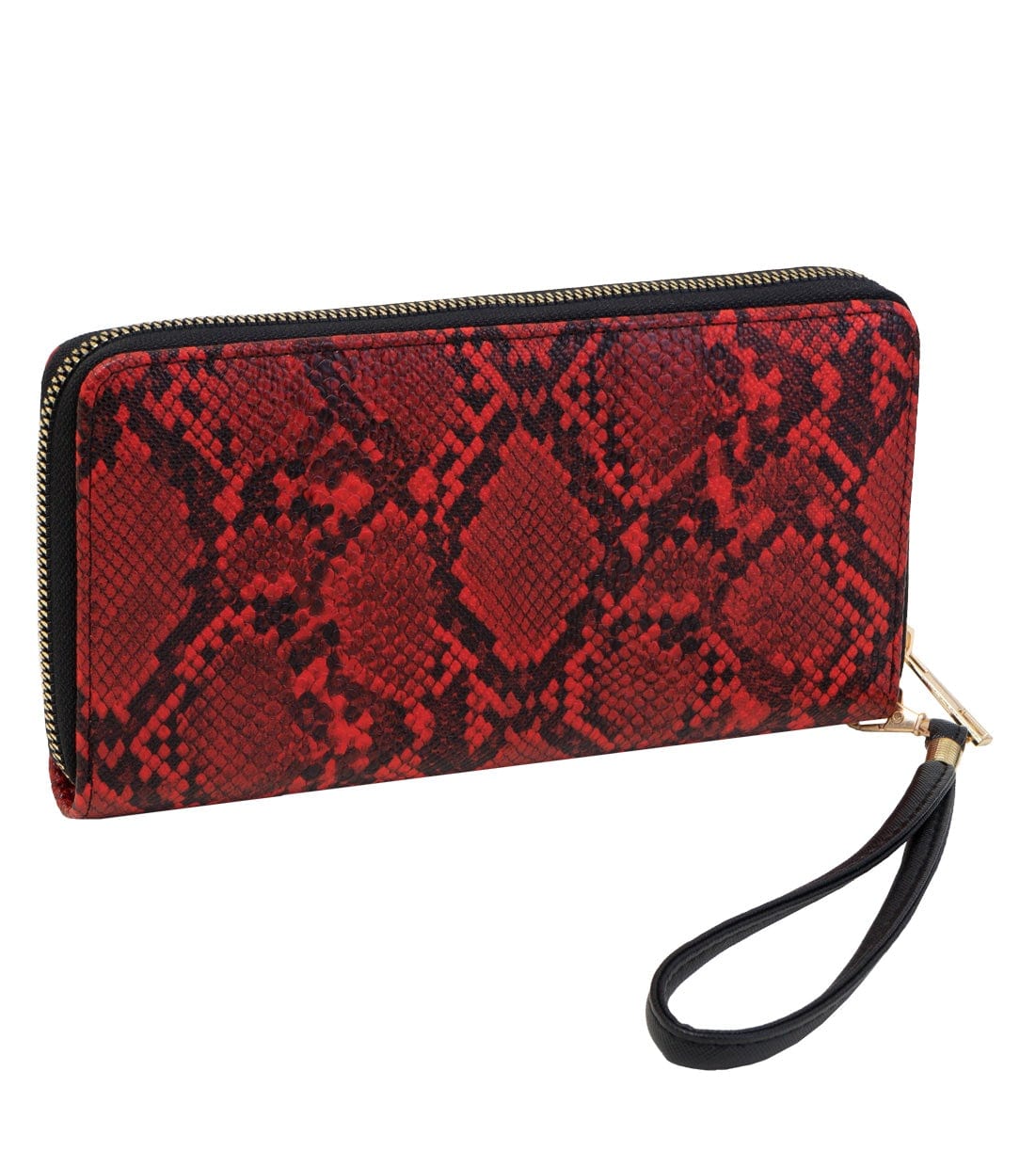 Rebecca & Rifka Zipper Back Vegan Python Snakeskin Leather Zip Around Wallet